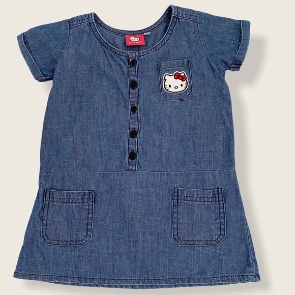 Hello Kitty Girls Denim Dress - Picture 1 of 5